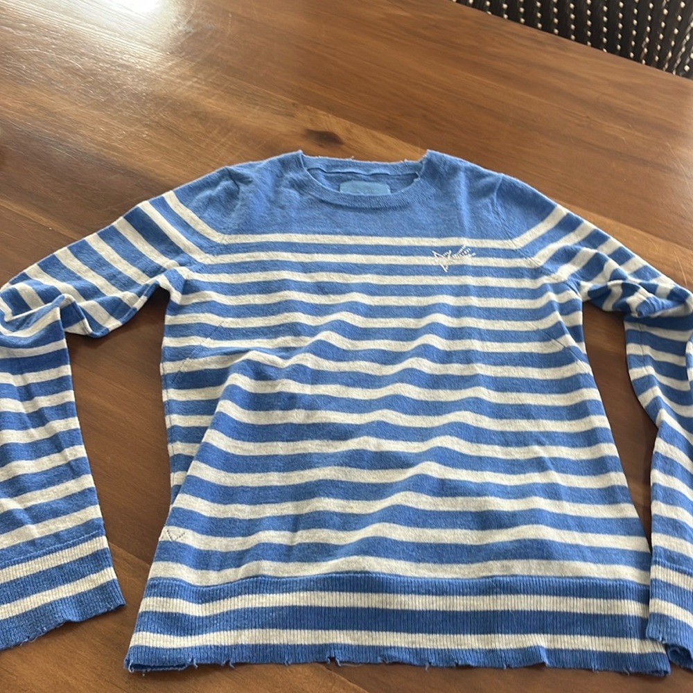 Zadig & Voltaire women’s 100% cashmere Miss CP Striped sweater with rhinestones